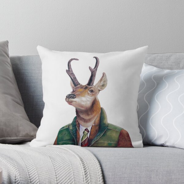 Pronghorn Deer Throw Pillow