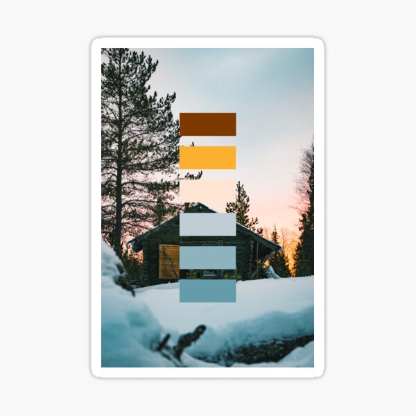Hut in winter landscape (color palette) Sticker