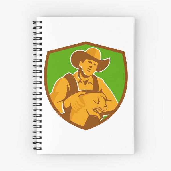 Item preview, Pig Farmer Holding Piglet Front Shield Retro designed and sold by patrimonio.