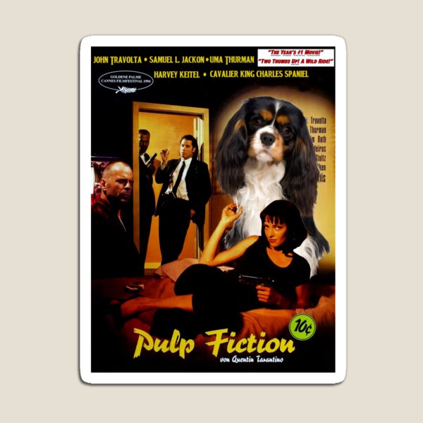 Cavalier King Charles Spaniel Art - Pulp Fiction Movie Poster Magnet