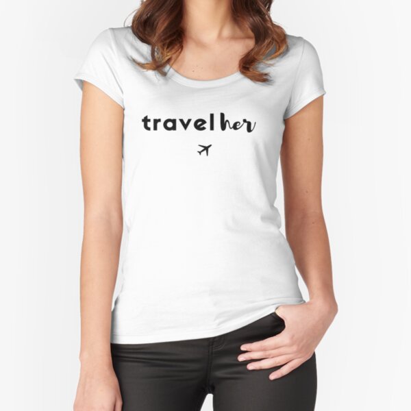 TrevelHer Coral & Black Fitted Scoop T-Shirt