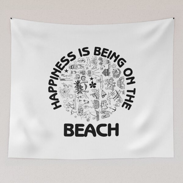 Item preview, Happiness is being on the beach summer fun sand ocean lake palm trees designed and sold by kimberlyjensen.