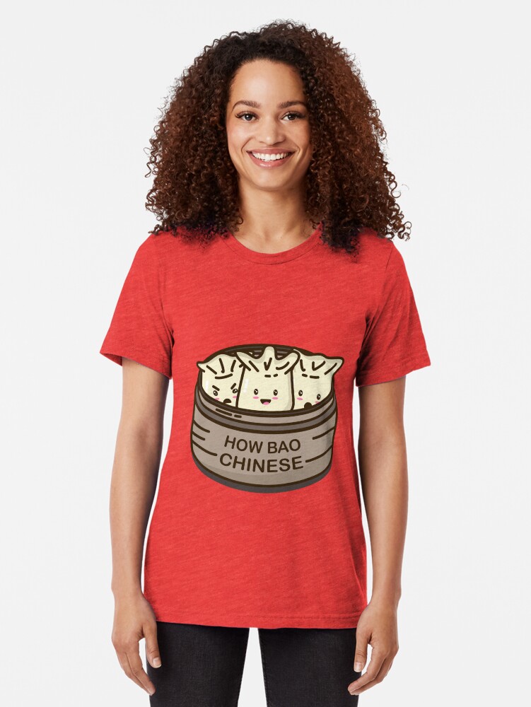 Alternate view of How Bao Chinese? Tri-blend T-Shirt
