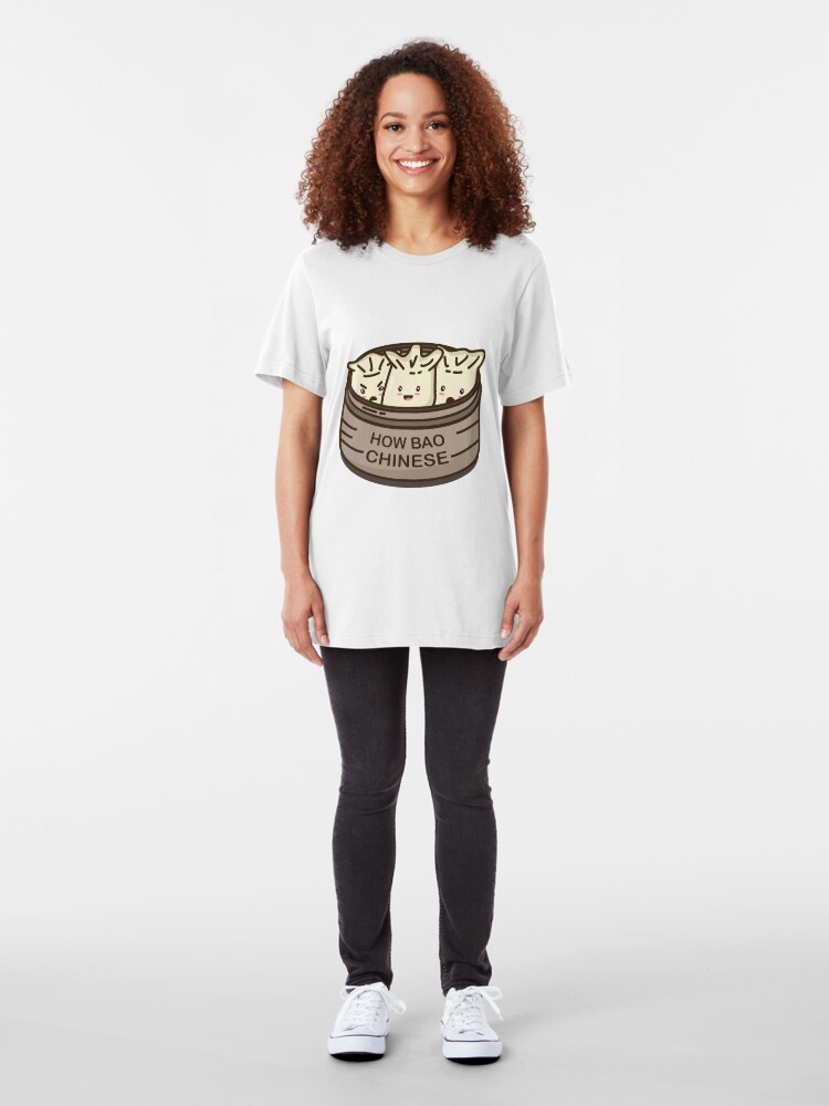Alternate view of How Bao Chinese? Slim Fit T-Shirt