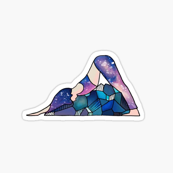 Cosmic Yoga Mountain Design - Downward Dog Sticker