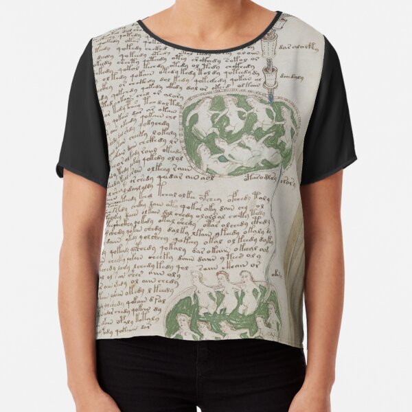 Voynich Manuscript. Illustrated codex hand-written in an unknown writing system Chiffon Top