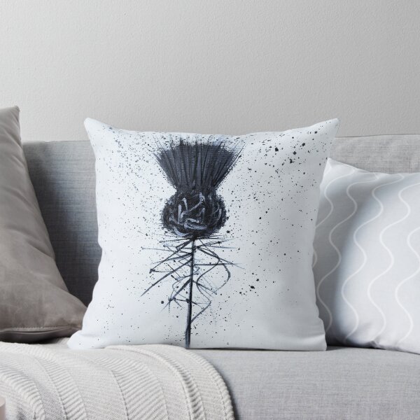 Item preview, Black and white contemporary Scottish Thistle designed and sold by Amazingraceart.