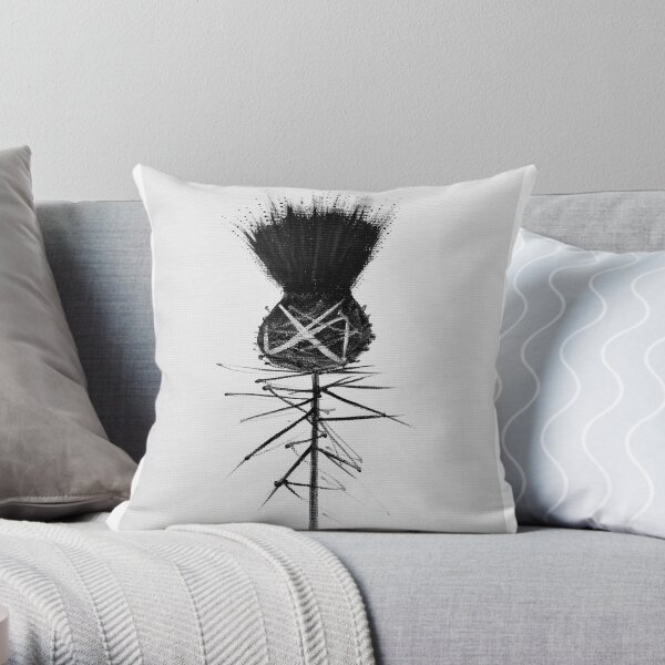 Schottische Distel, Schwarzweiss-zeitgenössischer Stil Dekokissen