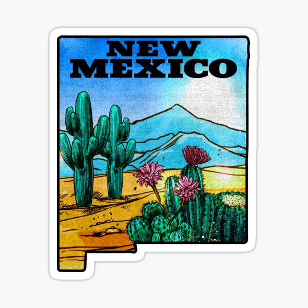 New Mexico Mountains Cactus Albuquerque Chihuahuan Desert Santa Fe Taos Roswell Carlsbad Caverns Sticker