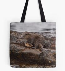 Otter with crab Tote Bag