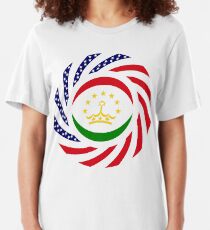 Tajik American Multinational Patriot Flag Series Slim Fit T-Shirt