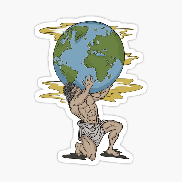 Atlas - 3 Pack Circle Stickers 3 Inch - Greek Mythology Ancient Greek God