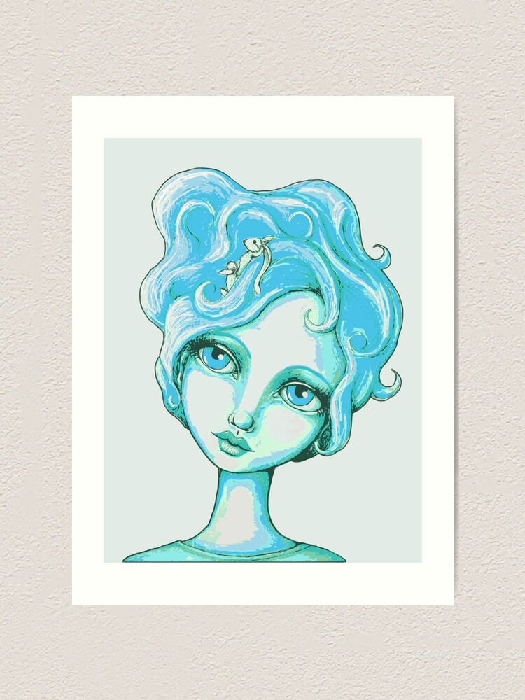 Alternate view of Bunny Bouffant (Cyan Version) Art Print