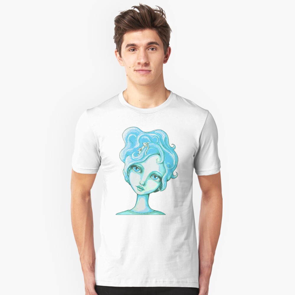 Bunny Bouffant (Cyan Version) Slim Fit T-Shirt