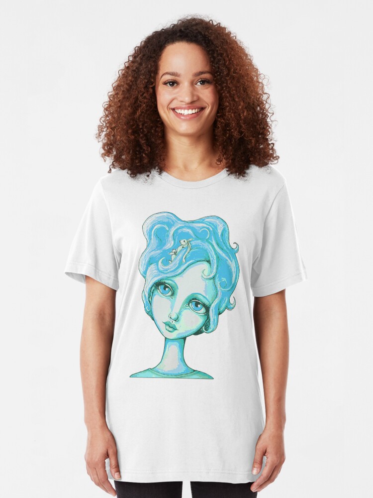 Alternate view of Bunny Bouffant (Cyan Version) Slim Fit T-Shirt