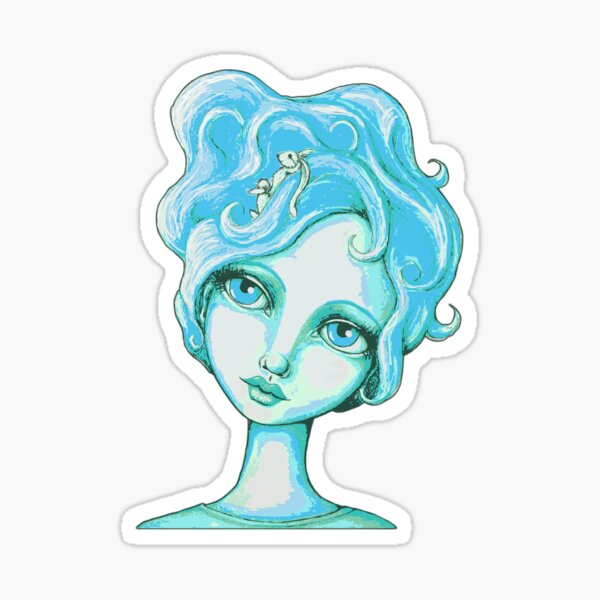 Bunny Bouffant (Cyan Version) Sticker
