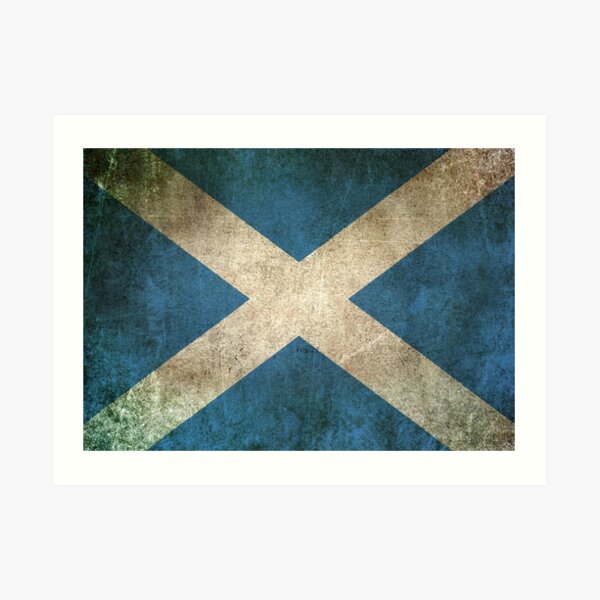 Old and Worn Distressed Vintage Flag of Scotland Art Print