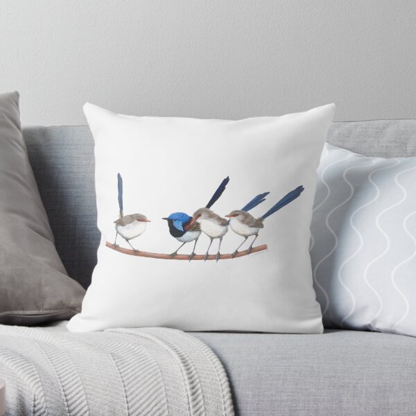 Variegated Fairy-wrens Throw Pillow