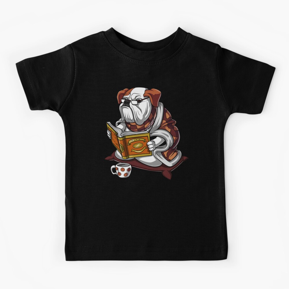 Chien de lecture de livre de bouledogue anglais  T-shirt enfant