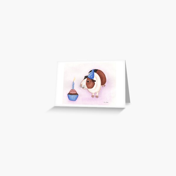 Guinea Pig and Birthday Cake Greeting Card