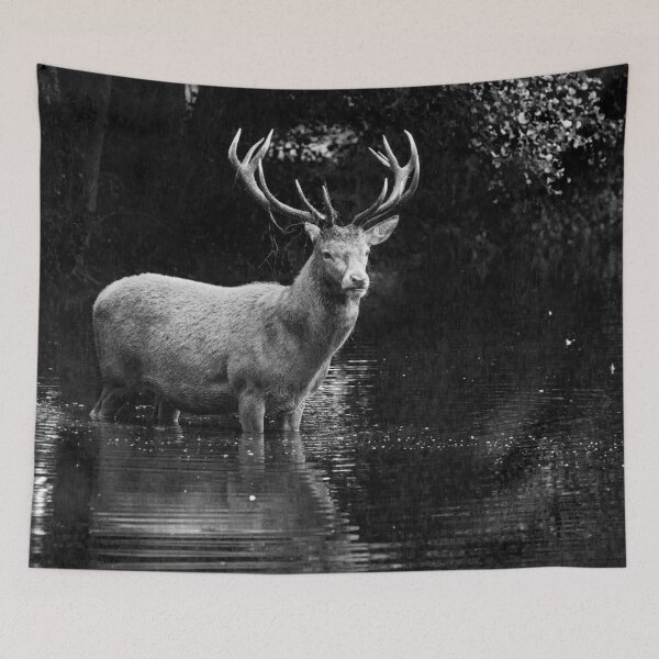 Item preview, Deer Stag in River - Black and White designed and sold by AUX Entertainment.