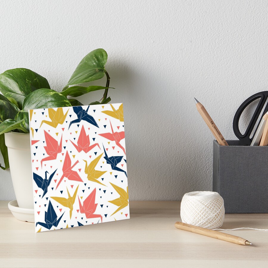 Japanese Origami paper cranes, symbol of happiness, luck and longevity,  blue coral mustard  Tapestry for Sale by EkaterinaP