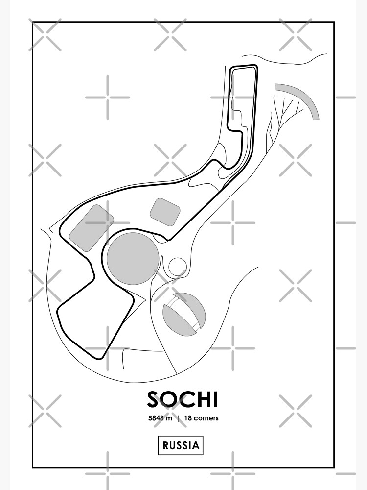Thumbnail 2 of 2, Greeting Card, Sochi - Russia Track Map designed and sold by andreanastasio.