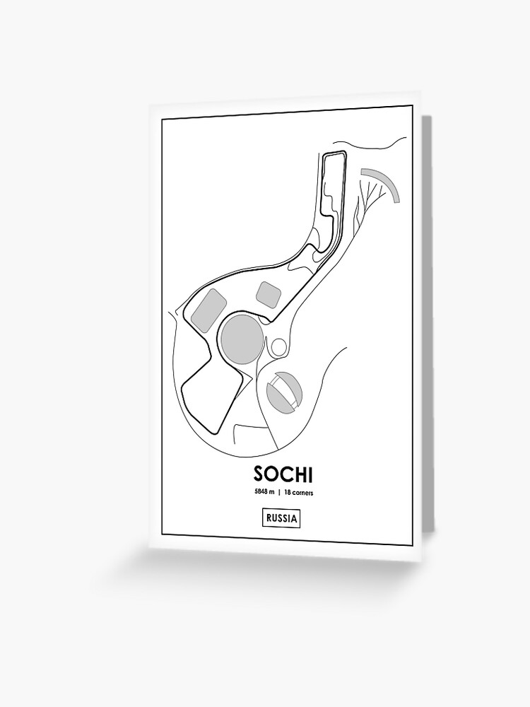 Thumbnail 1 of 2, Greeting Card, Sochi - Russia Track Map designed and sold by andreanastasio.