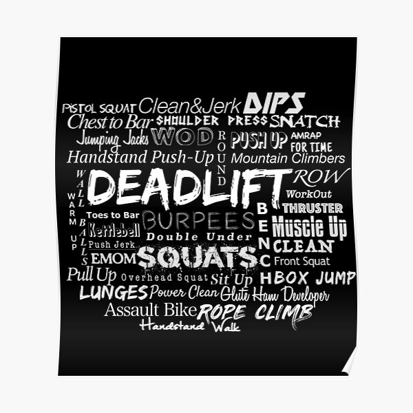 Crossfit, Deadlift, Squats, Burpees ... White Edition Poster