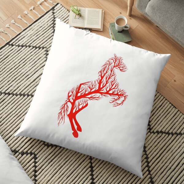 Red Tree Horse Floor Pillow