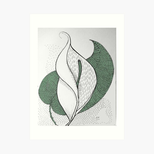Leaf and Lily (with color) Art Print