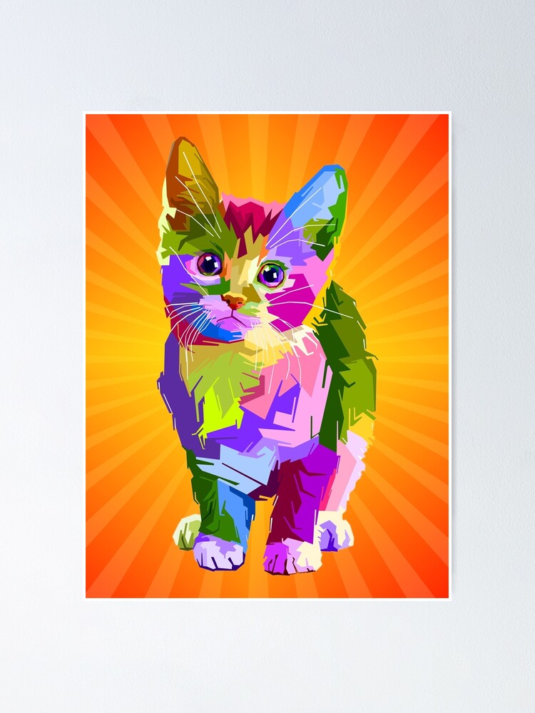 Poster Chaton Pop Art Moderne Plasma Par Octavio00 Redbubble