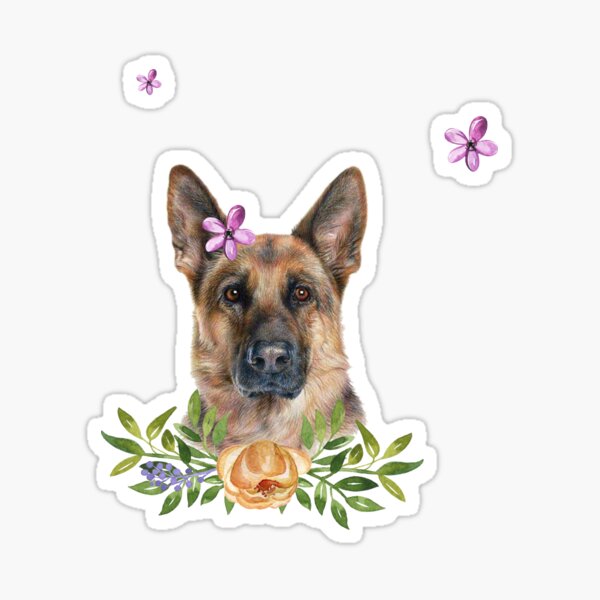 Floral GSD Sticker