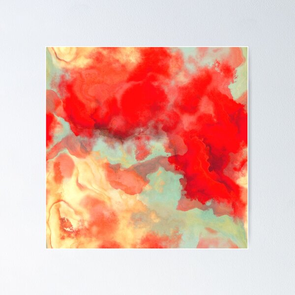 Item preview, Blue-Red-Lemon Cream Watercolor designed and sold by Kolinnaprint.