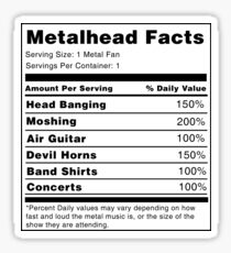 Metalhead Nährwertangaben Sticker