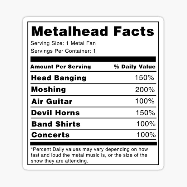 Metalhead Valeur nutritive Sticker