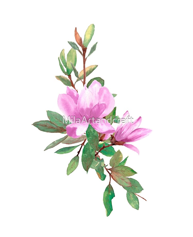Funda y vinilo para iPad «Magnolia púrpura flores y hojas» de  MilaArtandcraft | Redbubble