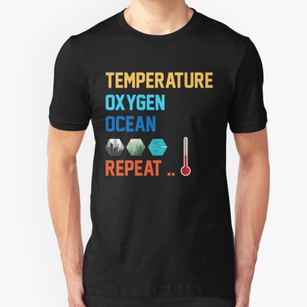 Terraforming Mars Temperature, Oxygen, Ocean, Repeat Board Game Graphic - Tabletop Gaming Slim Fit T-Shirt