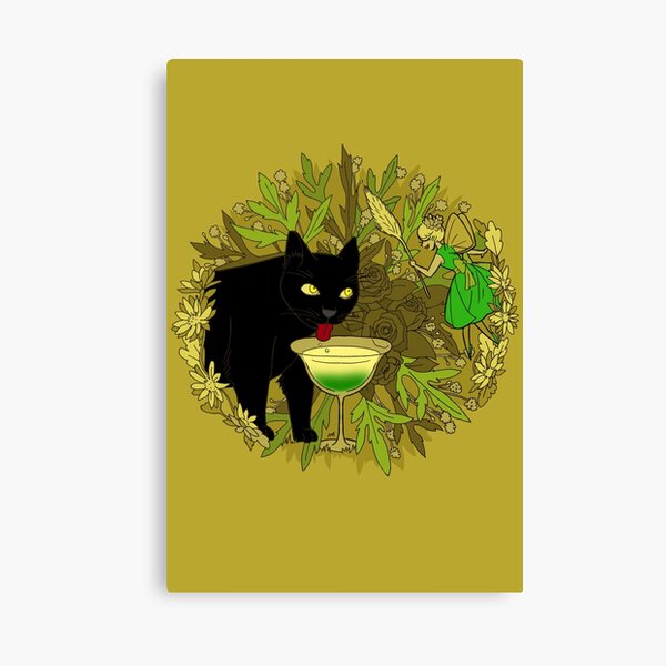 leinwanddrucke absinth katze redbubble
