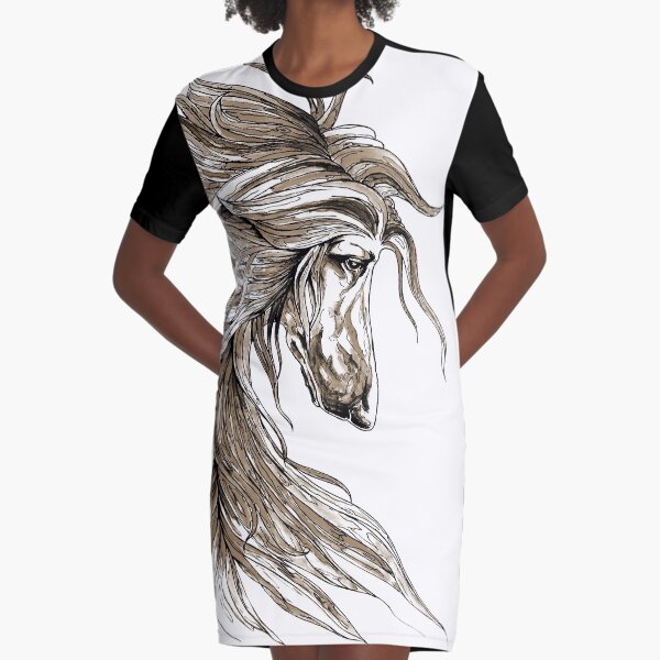 Afghan hound profile in sepia. Graphic T-Shirt Dress