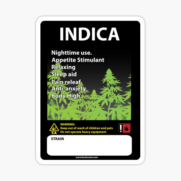 Item preview, Indica Cannabis Label designed and sold by kushcoast.