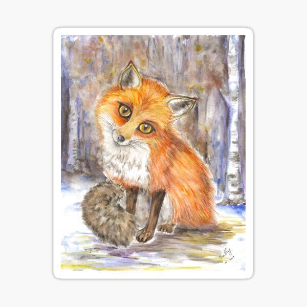 Red Fox (watercolor) Sticker