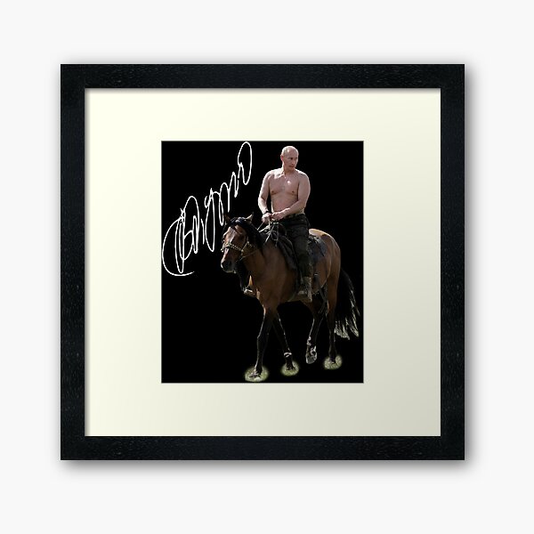Printed Signature Autograph Vladimir Putin Horse Framed Art Print