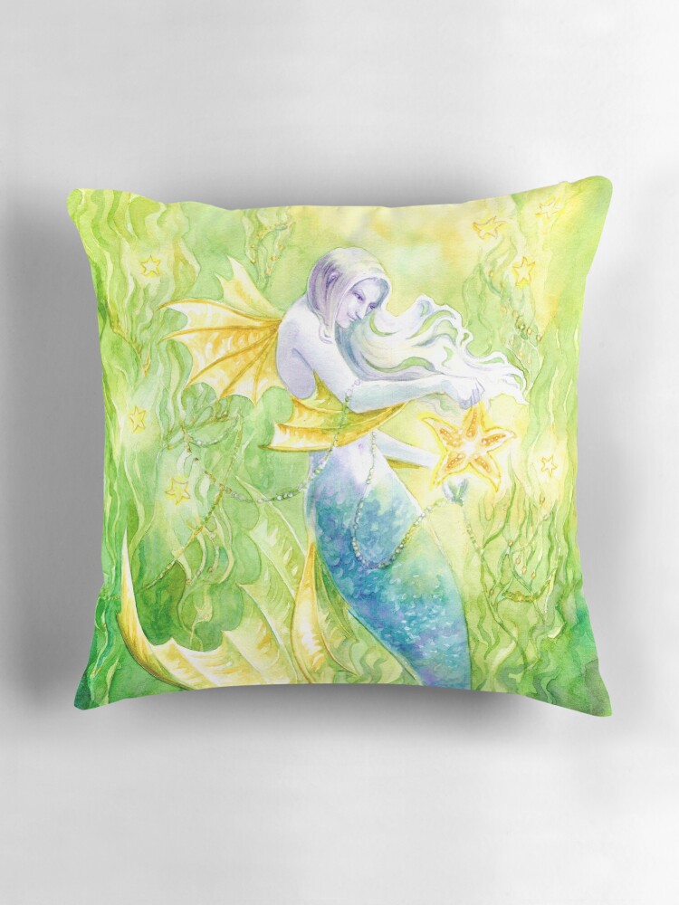 Thumbnail 3 of 4, Pillow, Sea Kelp & Starfish designed and sold by janetchui.