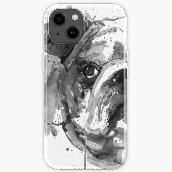 Black And White Half Faced English Bulldog iPhone Soft Case