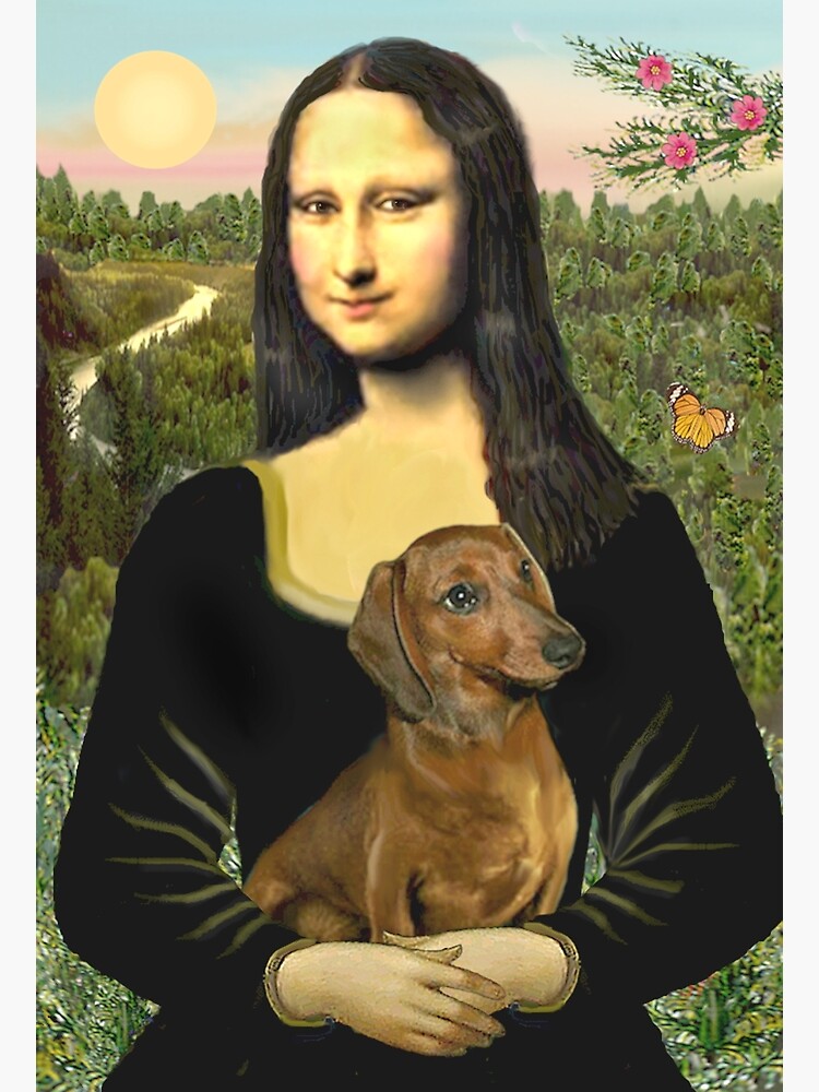Mona Lisa and her Dachshund (brown/red) by JeanBFitzgerald