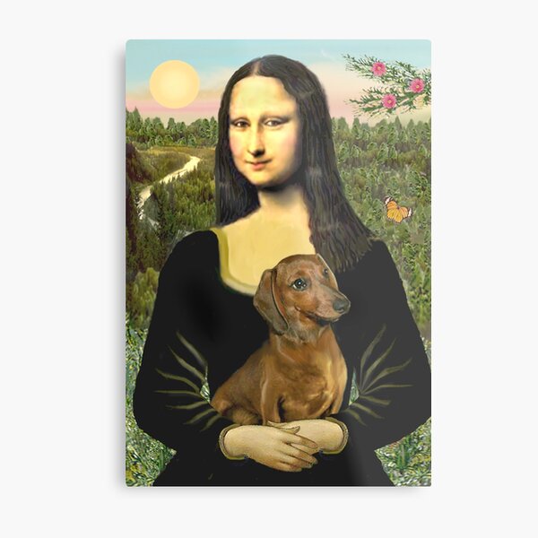 Aperçu de l'œuvre Mona Lisa et son teckel (marron / rouge) créée et vendue par JeanBFitzgerald.