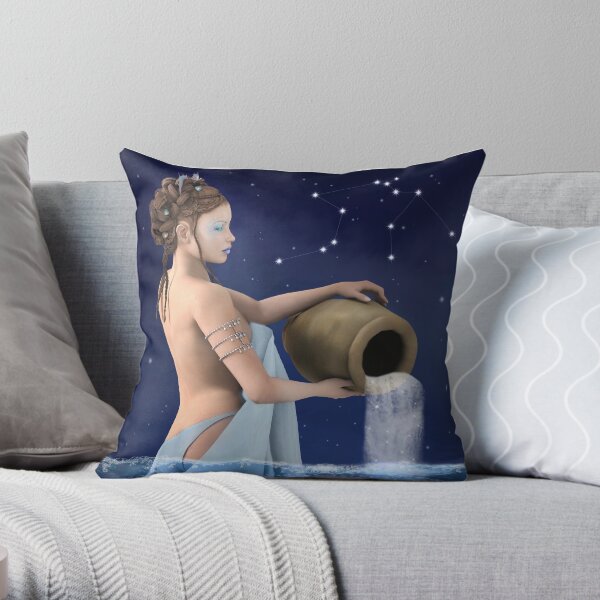 Aquarius, genius and rationality Throw Pillow