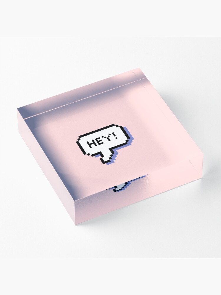 Alternate view of Hey! - Pixel Speech Bubble - (Mixed) Acrylic Block