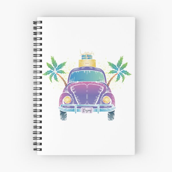 Item preview, Colorful purple retro travel car with suitcase and palms designed and sold by Anna Zakharova.